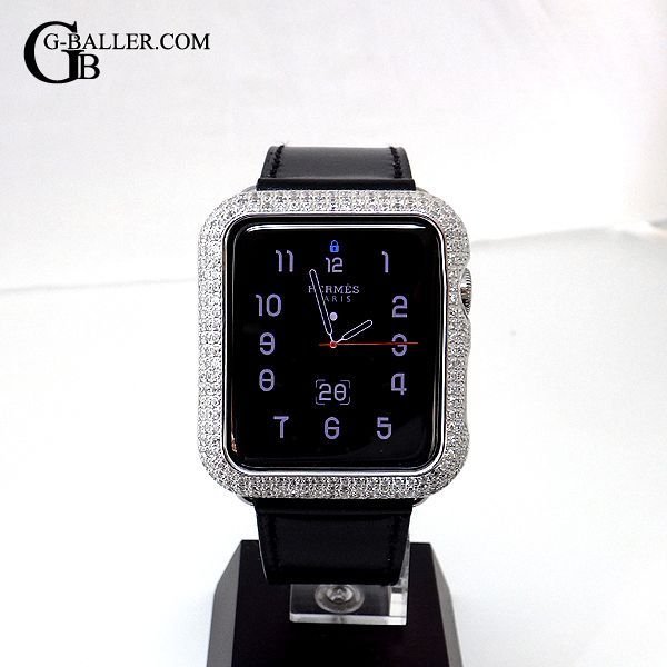アップルウォッチ エルメス ダイヤ カスタム カバー Apple Watch ダイヤモンド 42mm
