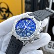 画像2: 【付属完備 / 純正ステンレスベルト付】BREITLING ブライトリング クロスウィンド ベゼルダイヤモンド 黒 新品ラバーベルト ブラック ローマン インデックス | 241204 (2)