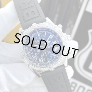 画像: 【付属完備 / 純正ステンレスベルト付】BREITLING ブライトリング クロスウィンド ベゼルダイヤモンド 黒 新品ラバーベルト ブラック ローマン インデックス | 241204