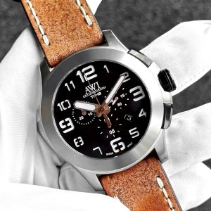 画像: AWI International Titanium 48 Chronograph AW1348CH TI48 Brown Leather