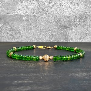 画像: K18 CHROME DIOPSIDE イエローゴールド ブレスレット 天然ダイオプサイト（グリーン）