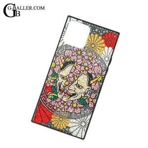 画像: スクエアIphoneケース/般若×桜×菊紋デザイン