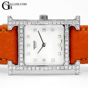 エルメス Ｈウォッチ ダイヤ シルバーギョーシェ レディース 腕時計