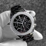 画像: Chanel J12 Chronograph Diamond Bezel Black Ceramic Mens 41mm