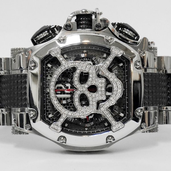 画像2: Aquanautic KC Tonneau King Chronograph Skeleton Genuine Skull Diamond Mask (2)