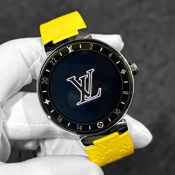 画像1: Louis Vuitton Tambour Horizon Smart Watch QA00 3 Yellow Rubber Strap (1)