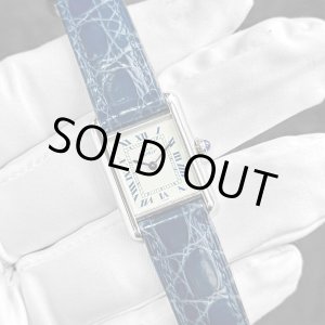 画像: CARTIER Must de Tank SM 6057002 White Roman Blue Leather Strap SV925 Vintage