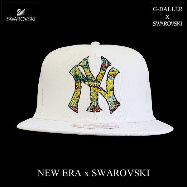 帽子NEW ERA スワロフスキー(R)xエレメンツクリスタルロゴ ネイビー ...