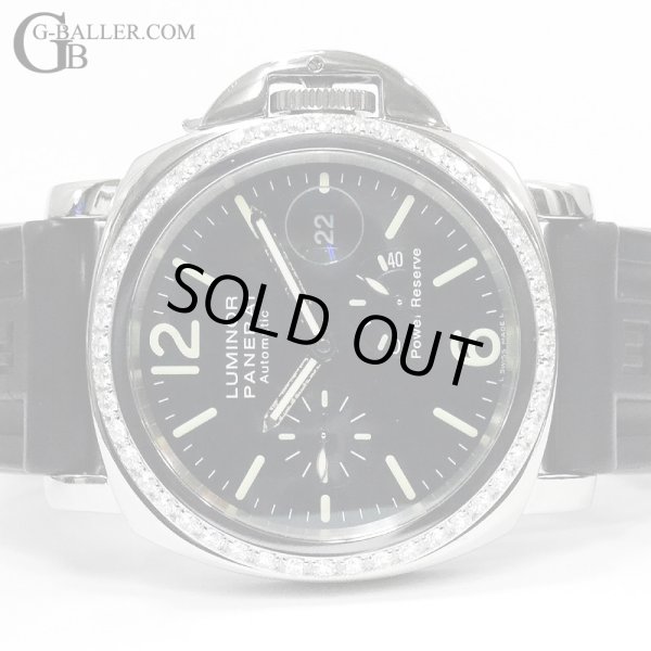画像2: 【純正ラバーベルト/バックル付】PANERAI パネライ ルミノール ベゼルダイヤモンド パワーリザーブ デイト 黒文字盤 ラバーベルト / 240425 (2)