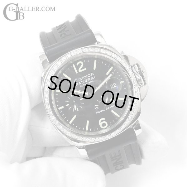 画像1: 【純正ラバーベルト/バックル付】PANERAI パネライ ルミノール ベゼルダイヤモンド パワーリザーブ デイト 黒文字盤 ラバーベルト / 240425 (1)
