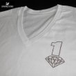 画像2: スワロフスキーTシャツ　１ダイヤ　数字オーダー　高級スワロTシャツ　Vネック　 (2)