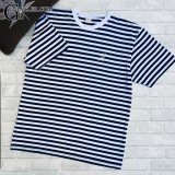 画像: ネイビー ボーダー ワンポイントTシャツ