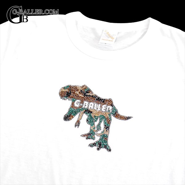 ティラノサウルスのロゴを迷彩柄でデザイン