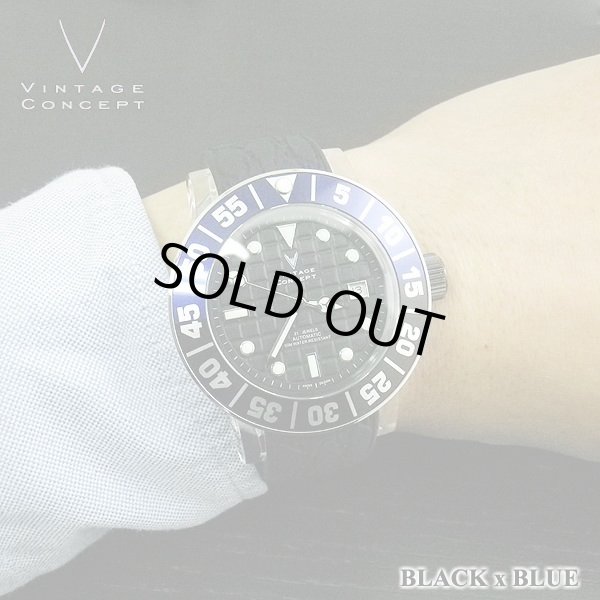 画像3: VINTAGE CONCEPT ヴィンテージコンセプト 腕時計 V3AL ブラック ｘ ブルー 希少 ブランド時計 (3)