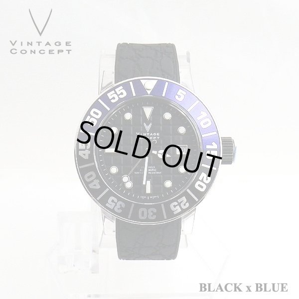 画像1: VINTAGE CONCEPT ヴィンテージコンセプト 腕時計 V3AL ブラック ｘ ブルー 希少 ブランド時計 (1)