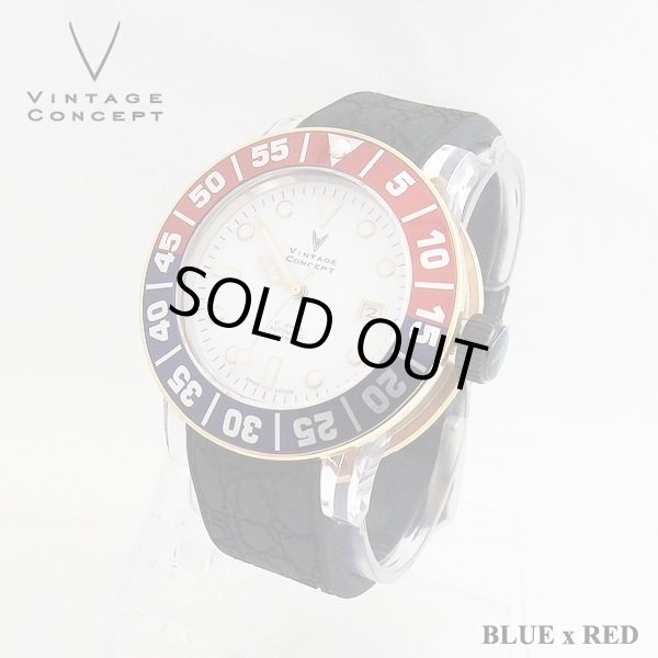 画像2: ヴィンテージコンセプト VINTAGE CONCEPT 時計 V3AL ブルー ｘ レッド 希少 ブランド腕時計 (2)