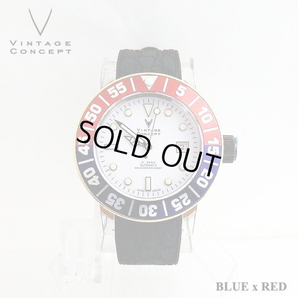 画像1: ヴィンテージコンセプト VINTAGE CONCEPT 時計 V3AL ブルー ｘ レッド 希少 ブランド腕時計 (1)