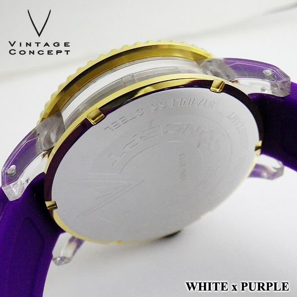 画像4: VINTAGE CONCEPT ヴィンテージコンセプト 腕時計 V3AL ホワイト ｘ パープル (4)
