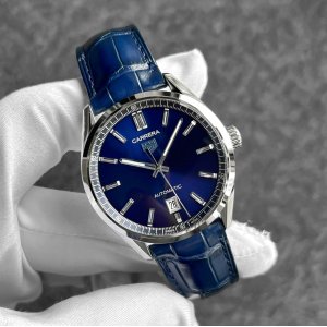 画像: TAG HEUER Carrera Calibre 5 Date Blue Leather Strap 39mm WBN2112.FC6504