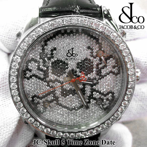 【正規品】　ジェイコブ　腕時計　スカル　ＪＣ-SKULL　ファイブタイムゾーン　40ｍｍ